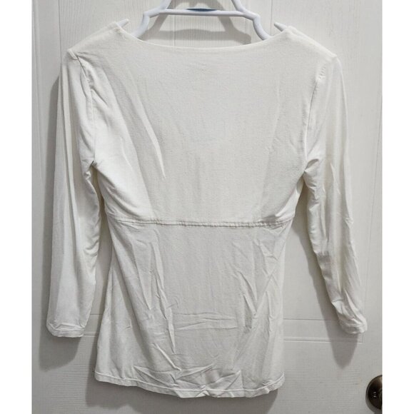 Cache Women's 3/4 Sleeve Zip Sweetheart Neck Knit Corset Style Top White Size XS - Picture 9 of 11